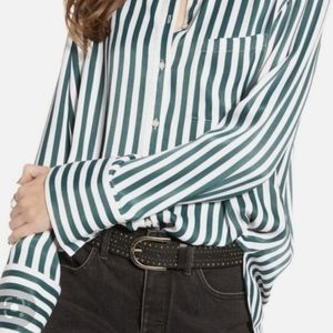 Green striped treasure & bond button up blouse